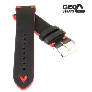 GEO-Straps Uhrenarmband Horween Rindleder Modell Beluga Pro RN schwarz 20 mm Handarbeit