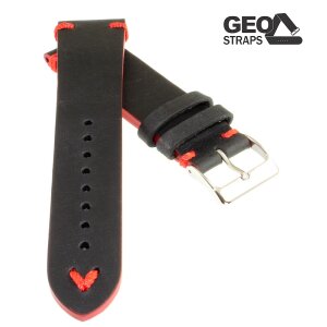 GEO-Straps Uhrenarmband Horween Rindleder Modell Beluga Pro RN schwarz 22 mm Handarbeit