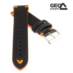 GEO-Straps Uhrenarmband Horween Rindleder Modell Beluga Pro ON schwarz 18 mm Handarbeit