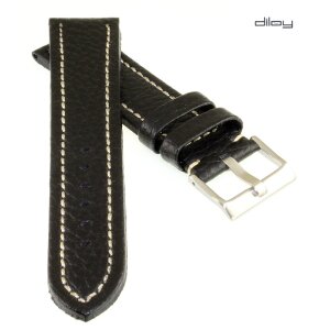 Büffelleder Uhrenarmband Modell Montana schwarz 20 mm