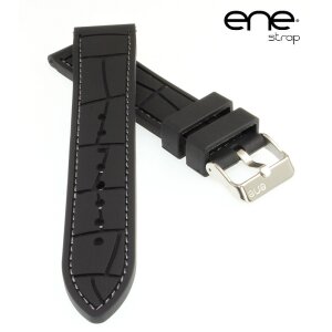 Premium ene strap Silikon Uhrenarmband Modell Silikon-Kroko schwarz-grau 20 mm