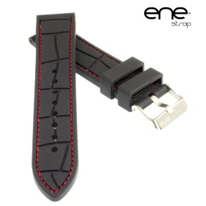 Premium ene strap Silikon Uhrenarmband Modell Silikon-Kroko schwarz-rot 20 mm