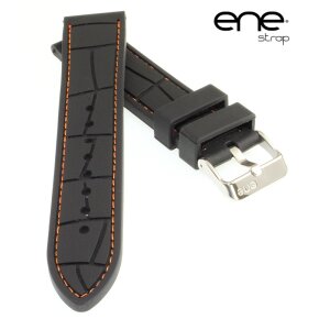 Premium ene strap Silikon Uhrenarmband Modell Silikon-Kroko schwarz-orange 22 mm