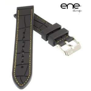 Premium ene strap Silikon Uhrenarmband Modell Silikon-Kroko schwarz-gelb 22 mm