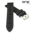 Premium ene strap Silikon Uhrenarmband Modell Silikon-Kroko schwarz-grau 24 mm