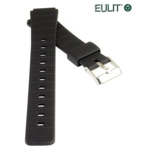 Eulit Kunststoff Uhrenband Modell-137 schwarz 16 mm, kompatibel Casio Uhren