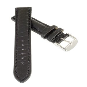 Echt Mississippi Alligator Uhrenarmband Modell Mississippi-Chrono schwarz 18 mm