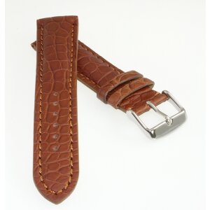 Echt Mississippi Alligator Uhrenarmband Modell Mississippi-Chrono cognac 18 mm