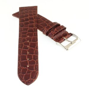 Feines Kroko Leder Uhrenarmband Modell Arizona mocca 22 mm