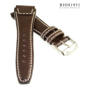 Rios1931 Uhrenarmband Modell Nature echt Büffelleder mokka 20 mm, Handgenäht