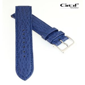 Graf echt Haifisch Uhrenarmband Modell Ozean königsblau 20 mm, Handarbeit