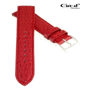 Graf echt Haifisch Uhrenarmband Modell Ozean rot 20 mm, Handarbeit