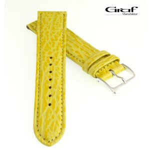 Graf echt Haifisch Uhrenarmband Modell Ozean gelb 20 mm, Handarbeit