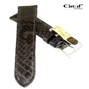 Graf echt Python Schlange Uhrenarmband schwarz 18 mm Handarbeit, XS-Damenlänge
