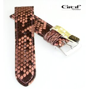 Graf echt Python Schlange Uhrenarmband rosa 20 mm Handarbeit, XS-Damenlänge