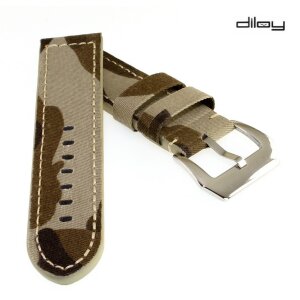 Diloy Camouflage Canvas Textil Uhrenarmband Modell Seals oliv 22 mm, Tarnfarben