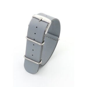 Nato Uhrenarmband französisches Softleder Modell United-S grau 20 mm Nato Strap