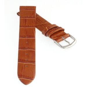 Feines Kroko Clip-Uhrenarmband Modell Clip-Luis cognac 8 mm, Clipsystem