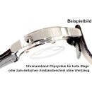 Feines Kroko Clip-Uhrenarmband Modell Clip-Luis-NL mocca 12 mm, Clipsystem