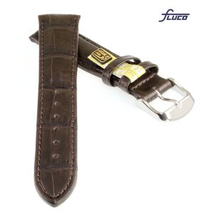 Fluco echt Louisiana Alligator Uhrenarmband Modell Bali mocca 22 mm, Handarbeit