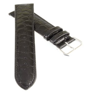 Kroko-Optik Leder Uhrenarmband Modell Samba XL schwarz 16 mm, extralang