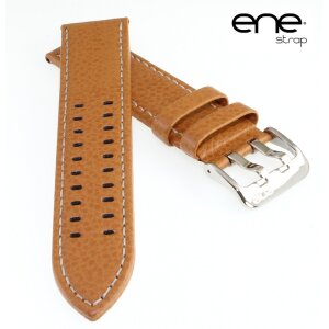 ene strap Büffelleder Uhrenarmband Modell Fuegro Doppeldorn cognac-WN 22 mm