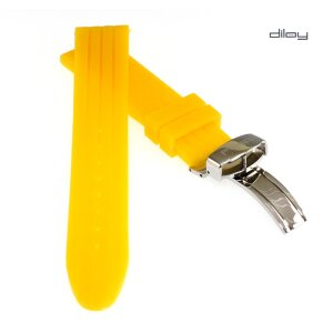 Diloy Silikon Uhrenarmband mit Faltschließe Modell Silikon-FS gelb 20 mm