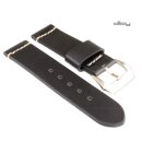 Diloy Vintage Nappaleder Uhrenarmband Modell Burgos schwarz 22 mm, Handnaht