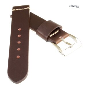 Diloy Vintage Nappaleder Uhrenarmband Modell Burgos mocca 24 mm, Handnaht