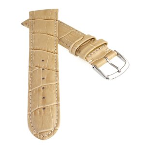 Feines Alligator Leder Uhrenarmband Modell Lausanne-NL beige-TiT 20 mm