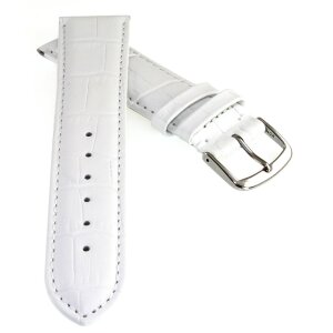 Feines Alligator Leder Uhrenarmband Modell Lausanne-NL weiß-TiT 24 mm
