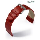 Feines Eulit Alligator Uhrenarmband Modell Rainbow rot 16 mm ohne Naht