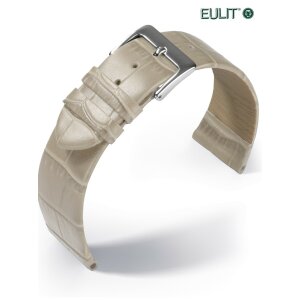 Feines Eulit Alligator Uhrenarmband Modell Rainbow beige-creme 18 mm ohne Naht