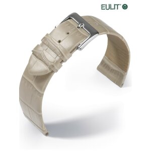 Feines Eulit Alligator Uhrenarmband Modell Rainbow beige-creme 20 mm ohne Naht
