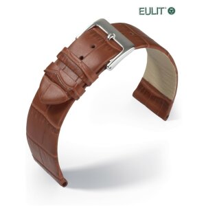Feines Eulit Alligator Uhrenarmband Modell Rainbow cognac 20 mm ohne Naht