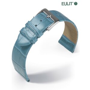 Feines Eulit Alligator Uhrenarmband Modell Rainbow hellblau 20 mm ohne Naht