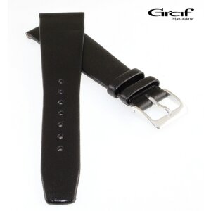 Graf feinstes Kalbs-Nappaleder Uhrenarmband Modell Jazz schwarz 14 mm, XS-Kurzlänge
