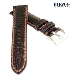 Herzog Chrono Teju-Eidechse Uhrenarmband Modell Teju-Sport mocca 18 mm