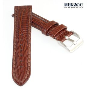 Herzog Chrono Teju-Eidechse Uhrenarmband Modell Teju-Sport cognac 22 mm