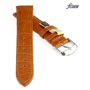 Fluco echt Louisiana Alligator Uhrenarmband Modell Bali cognac 22 mm, Handarbeit