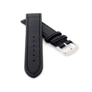 Soft Büffelkalb-Leder Uhrenarmband Modell Kansas schwarz-SN 28 mm