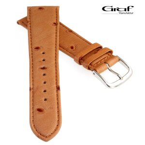 Graf Strauß-Optik Uhrenarmband Modell Charlton cognac 18 mm, Handarbeit