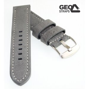 GEO-Straps Samt-Wasserbüffel Uhrenarmband Modell Waterloo grau 24 mm