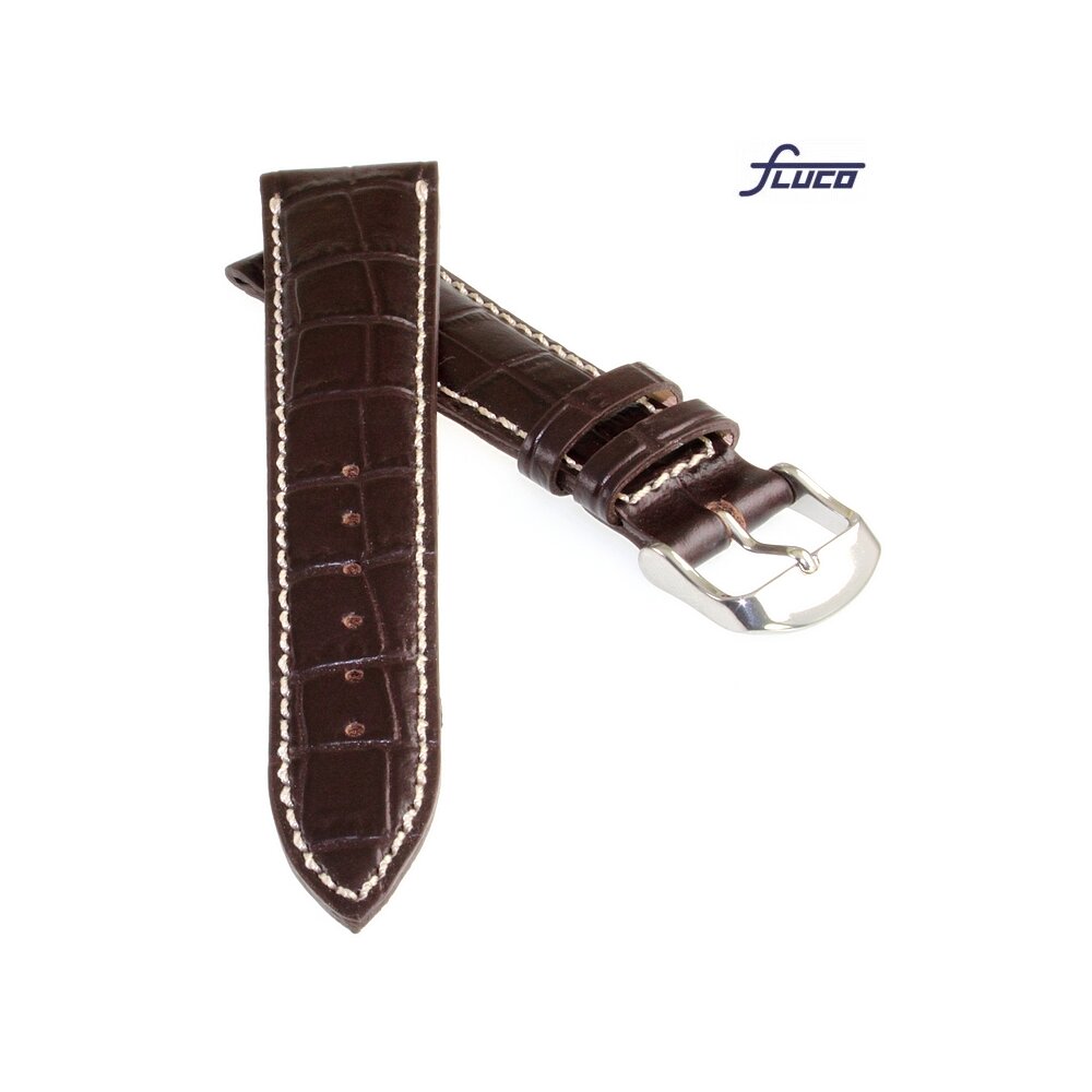 XL - Uhrenband - Gepolstert - Kroko Prägung - Schwarz - 18,20,22,24,26