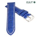 Eulit Louisiana-Alligator Uhrenarmband Modell Guinea-Chrono blau 22 mm