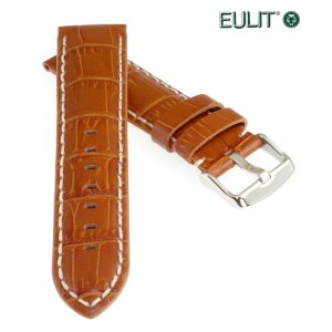 Eulit Louisiana-Alligator Uhrenarmband Modell Guinea-Chrono cognac 24 mm