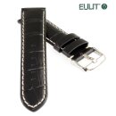 Eulit Louisiana-Alligator Uhrenband Modell Guinea-Chrono schwarz 18 mm, XL-Länge