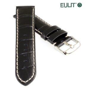 Eulit Louisiana-Alligator Uhrenband Modell Guinea-Chrono schwarz 22 mm, XL-Länge