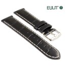 Eulit Louisiana-Alligator Uhrenband Modell Guinea-Chrono schwarz 22 mm, XL-Länge