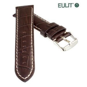 Eulit Louisiana-Alligator Uhrenband Modell Guinea-Chrono mocca 22 mm, XL-Länge